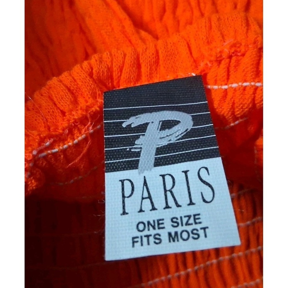 Vtg Womens‎ Strapless Bandeau Tube Top Smocked Crop Neon Orange One Sz 80's NOS - Picture 3 of 4